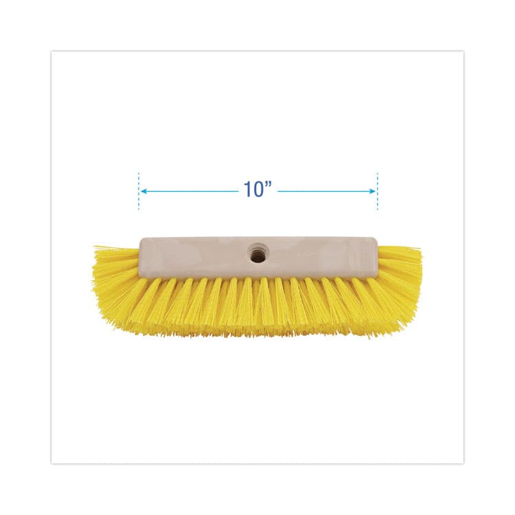 BOARDWALK Dual-Surface Scrub Brush, Yellow Polypropylene Bristles, 10" Brush, Plastic Handle (BWK3410) thumbnail 2