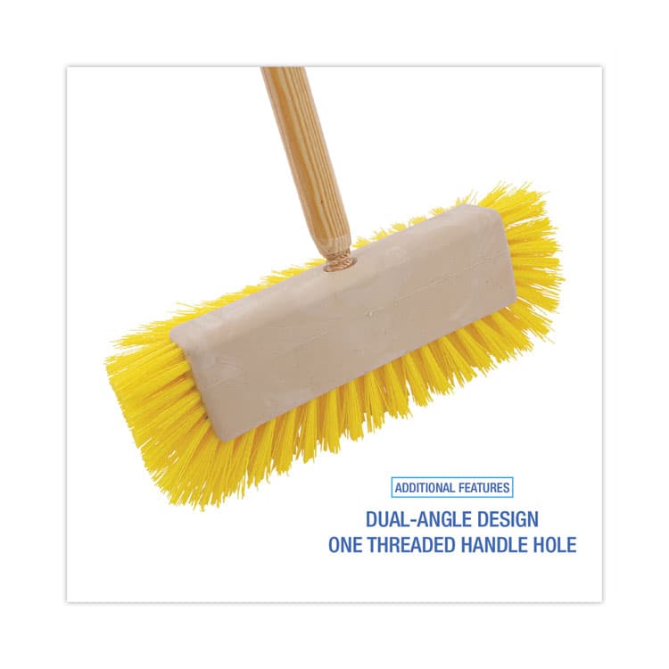 BOARDWALK Dual-Surface Scrub Brush, Yellow Polypropylene Bristles, 10" Brush, Plastic Handle (BWK3410) thumbnail 3