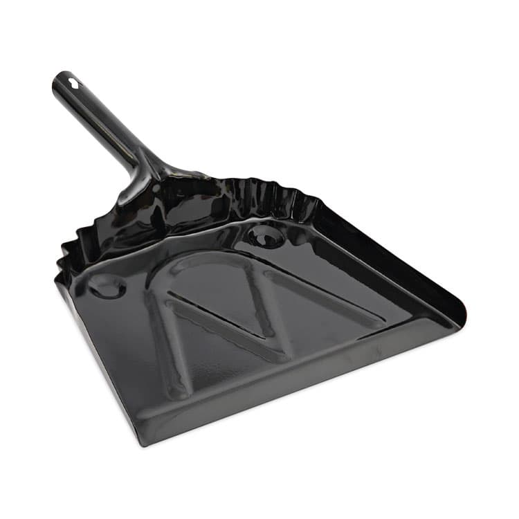 BOARDWALK Metal Dust Pan, 12 x 14, 5" Handle, 20-Gauge Steel, Black (BWK04212EA)