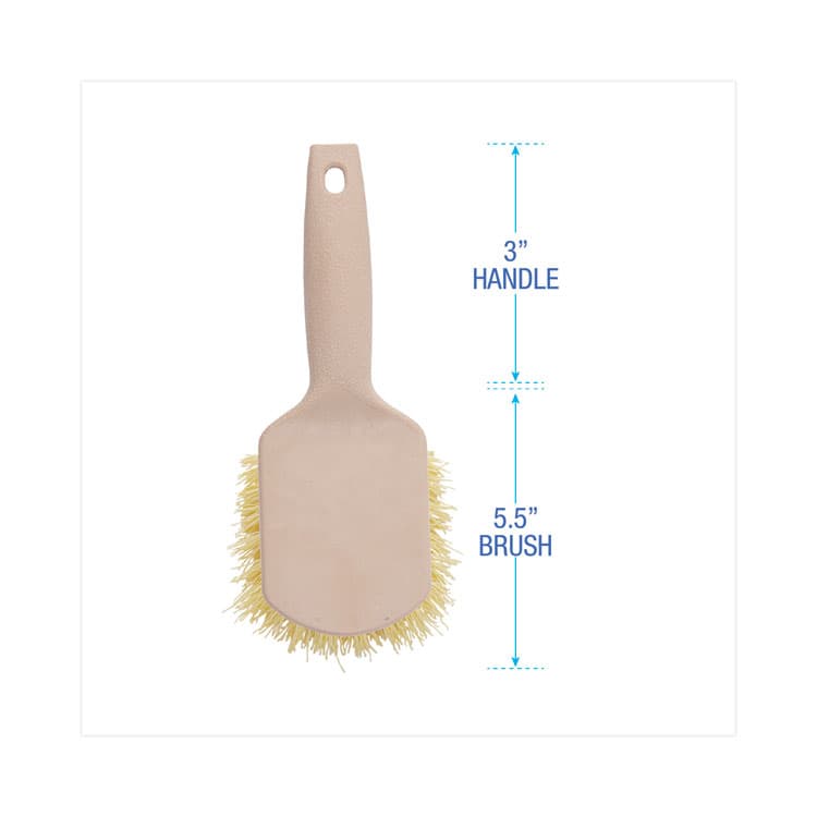 BOARDWALK Utility Brush, Cream Polypropylene Bristles, 5.5" Brush, 3" Tan Plastic Handle (BWK4308) thumbnail 2