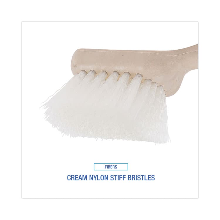 BOARDWALK Utility Brush, Cream Nylon Bristles, 5.5" Brush, 3.5" Tan Plastic Handle (BWK4408) thumbnail 4