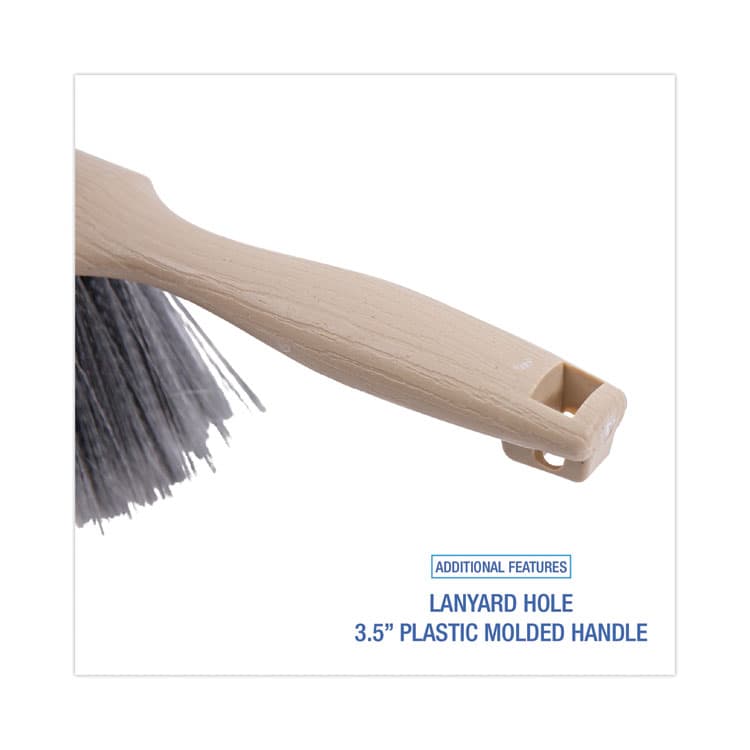 BOARDWALK Counter Brush, Gray Flagged Polypropylene Bristles, 4.5" Brush, 3.5" Tan Plastic Handle (BWK5408) thumbnail 3
