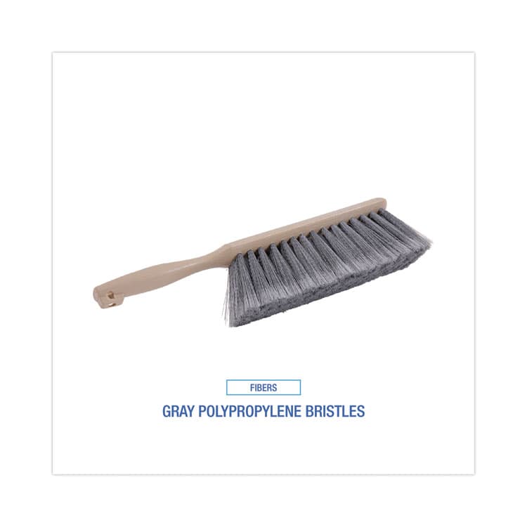 BOARDWALK Counter Brush, Gray Flagged Polypropylene Bristles, 4.5" Brush, 3.5" Tan Plastic Handle (BWK5408) thumbnail 4