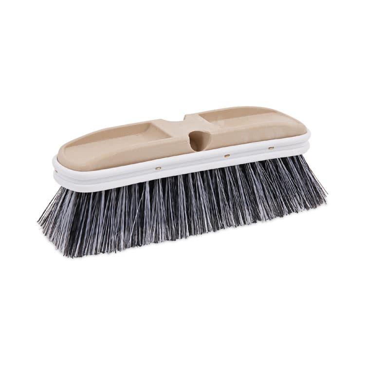 BOARDWALK Polystyrene Vehicle Brush with Vinyl Bumper, Black/White Polystyrene Bristles, 10" Brush (BWK8410)