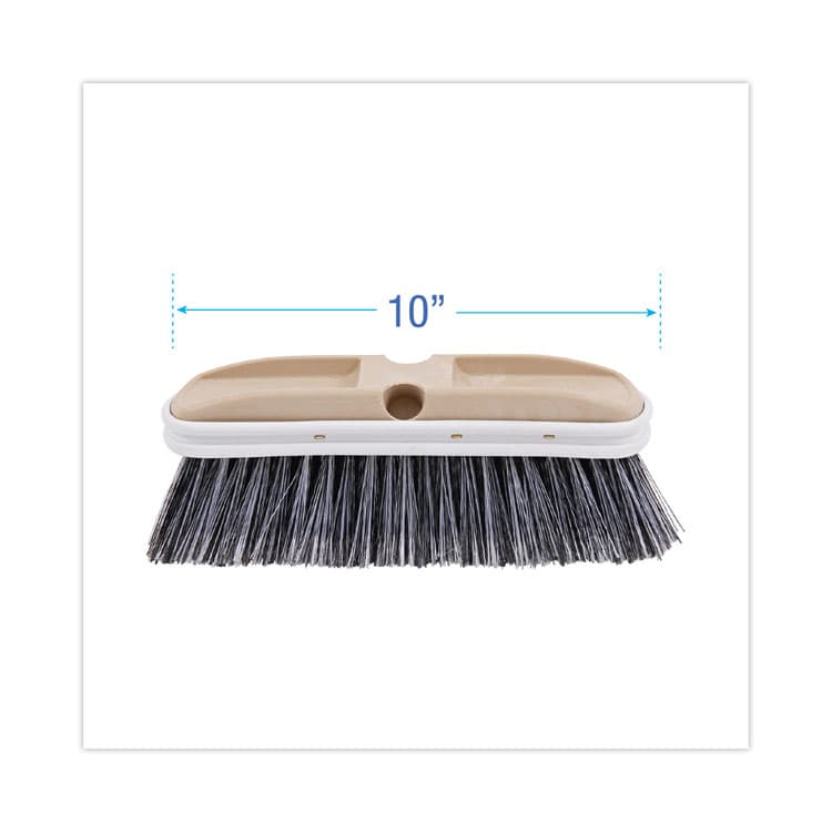BOARDWALK Polystyrene Vehicle Brush with Vinyl Bumper, Black/White Polystyrene Bristles, 10" Brush (BWK8410) thumbnail 2