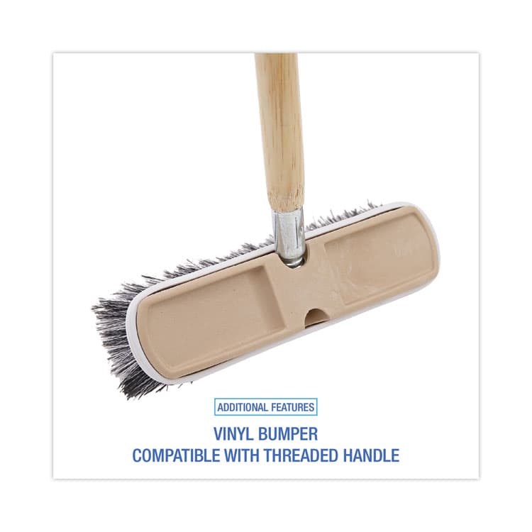 BOARDWALK Polystyrene Vehicle Brush with Vinyl Bumper, Black/White Polystyrene Bristles, 10" Brush (BWK8410) thumbnail 3