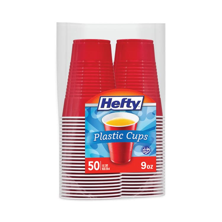 REYNOLDS FOOD PACKAGING Easy Grip Disposable Plastic Party Cups, 9 oz, Red, 50/Pack, 12 Packs/Carton (RFPC20950CT) thumbnail 4