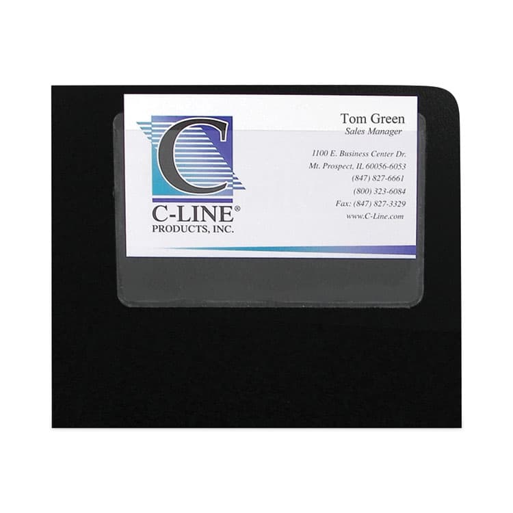 C-LINE PRODUCTS, Self-Adhesive Business Card Holders, Top Load, 2 x 3.5, Clear, 10/Pack (CLI70257)