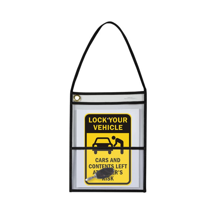C-LINE PRODUCTS, Stitched Shop Ticket Holders, 22" Hang Strap, Super Heavy-Duty, 9 x 6 and 9 x 12 Inserts, Clear Front, Black Border, 15/Box (CLI38912) thumbnail 4