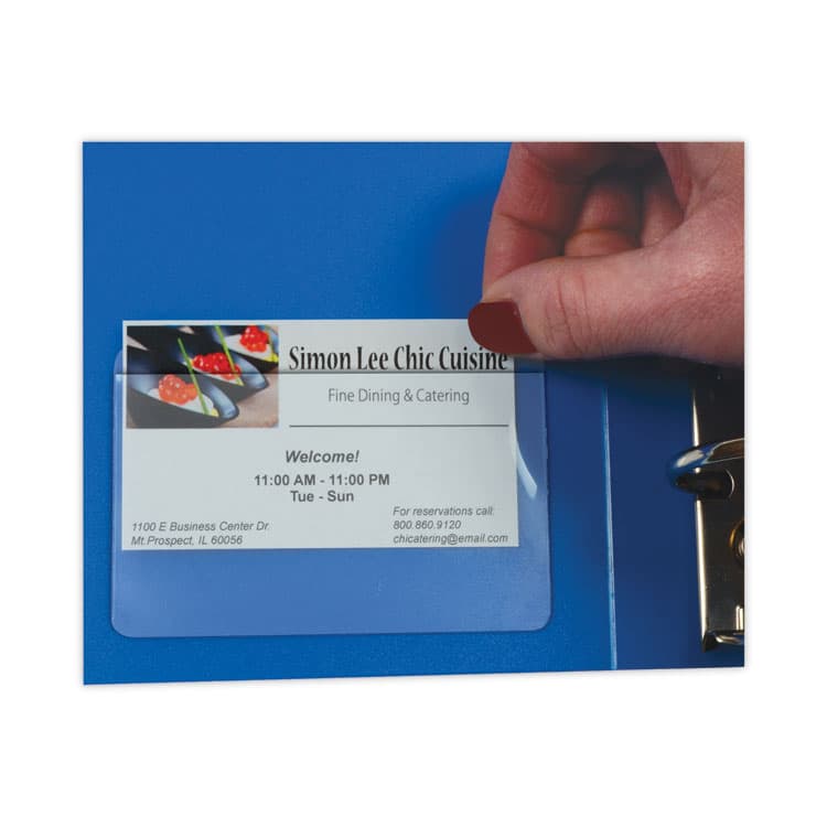 C-LINE PRODUCTS, Self-Adhesive Business Card Holders, Top Load, 2 x 3.5, Clear, 10/Pack (CLI70257) thumbnail 3