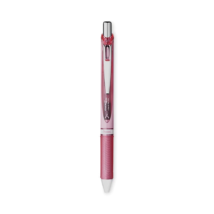 PENTEL OF AMERICA EnerGel RTX Breast Cancer Awareness Gel Pen, Retractable, Medium 0.7 mm, Black Ink, Pink/Silver Barrel, 3/Pack (PENBL77PBP3ABC)