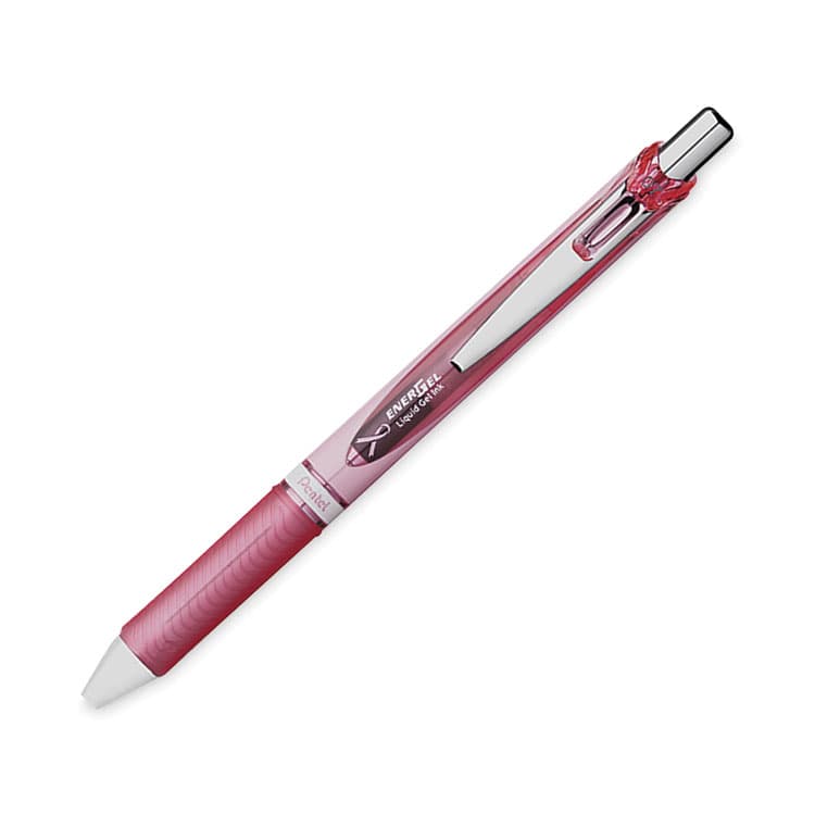 PENTEL OF AMERICA EnerGel RTX Breast Cancer Awareness Gel Pen, Retractable, Medium 0.7 mm, Black Ink, Pink/Silver Barrel, 3/Pack (PENBL77PBP3ABC) thumbnail 3