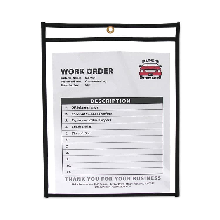 C-LINE PRODUCTS, Stitched Shop Ticket Holders, Super Heavy-Duty, Top Load 9 x 12 Insert, Clear Front, Black Border, 25/Box (CLI46912) thumbnail 2