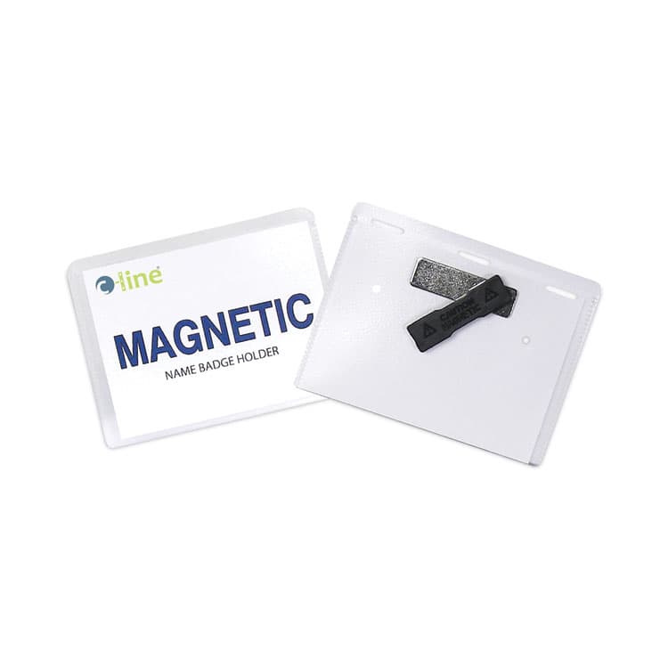 C-LINE PRODUCTS, Magnetic Name Badge Holder Kit, Horizontal, 4w x 3h, Clear, 20/Box (CLI92943)