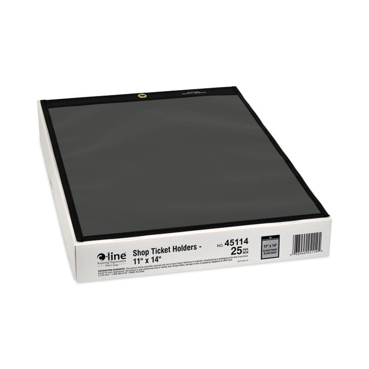 C-LINE PRODUCTS, Stitched Shop Ticket Holders, Super Heavy-Duty, 11 x 14 Insert, Clear Front, Black Pressboard Back, Black Border, 25/Box (CLI45114)