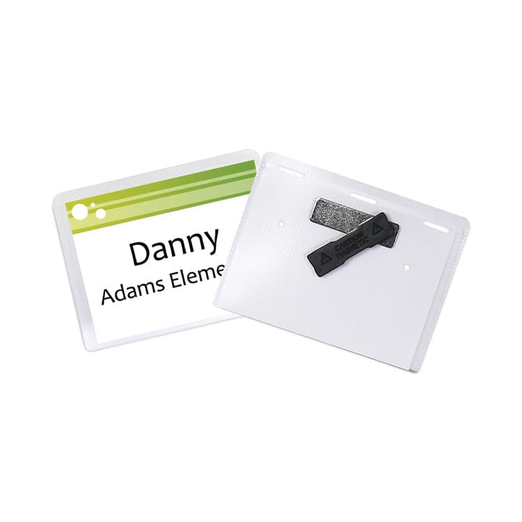C-LINE PRODUCTS, Magnetic Name Badge Holder Kit, Horizontal, 4w x 3h, Clear, 20/Box (CLI92943) thumbnail 2