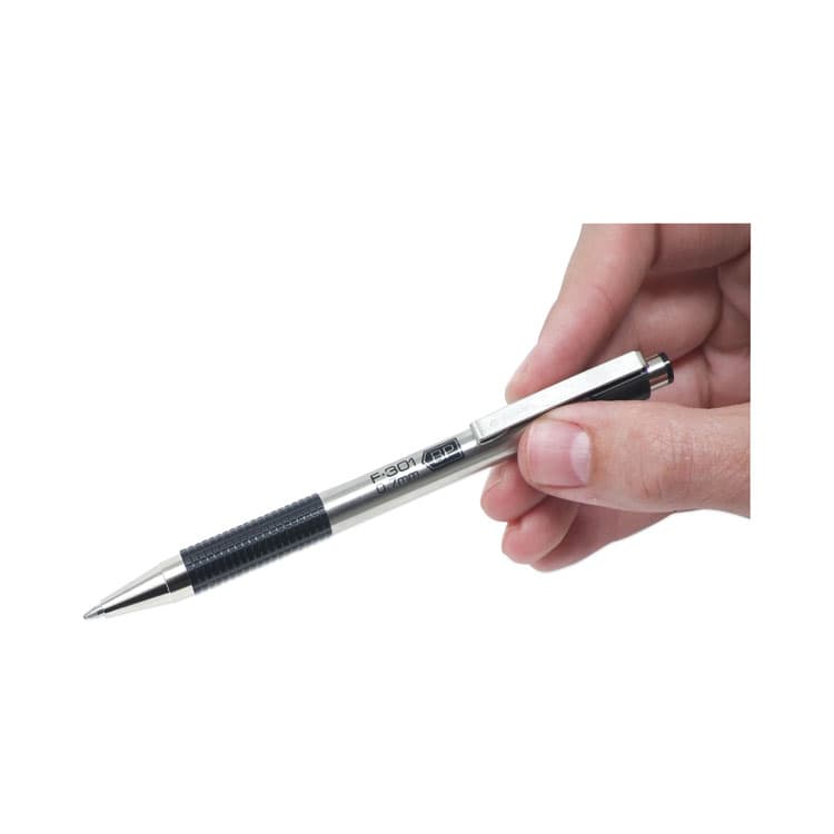ZEBRA PEN CORP. F-301 Ballpoint Pen, Retractable, Bold 1.6 mm, Black Ink, Stainless Steel/Black Barrel, 12/Pack (ZEB27310) thumbnail 3