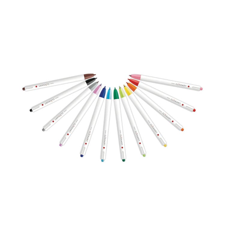 ZEBRA PEN CORP. ClickArt Porous Point Pen, Retractable, Fine 0.6mm, Assorted Ink Colors, White Barrel, 12/Pack (ZEB69012) thumbnail 4