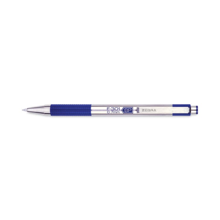 ZEBRA PEN CORP. F-301 Ballpoint Pen, Retractable, Fine 0.7 mm, Blue Ink, Stainless Steel/Blue Barrel (ZEB27120) thumbnail 2