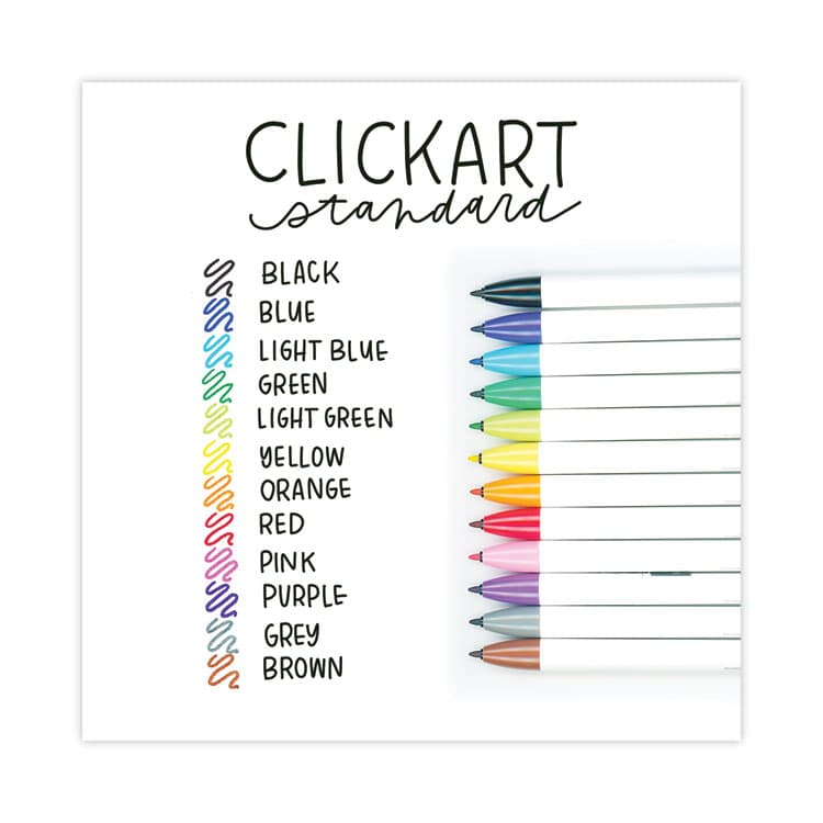 ZEBRA PEN CORP. ClickArt Porous Point Pen, Retractable, Fine 0.6mm, Assorted Ink Colors, White Barrel, 12/Pack (ZEB69012) thumbnail 2
