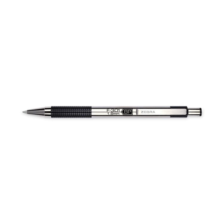 ZEBRA PEN CORP. F-301 Ballpoint Pen, Retractable, Bold 1.6 mm, Black Ink, Stainless Steel/Black Barrel, 2/Pack (ZEB27312) thumbnail 3