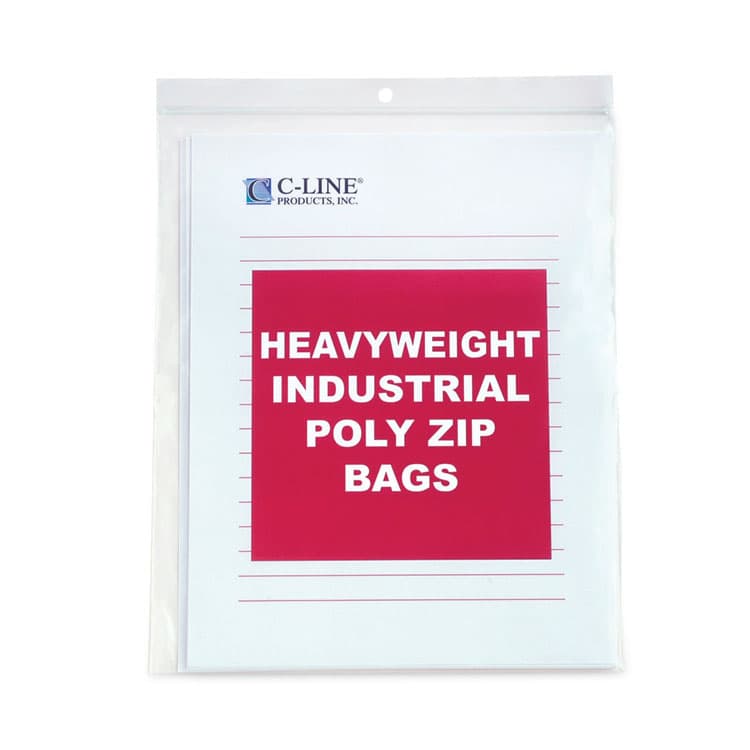 C-LINE PRODUCTS, Heavyweight Industrial Poly Zip Bags, 8.5" x 11", Clear, 50/Box (CLI47911)