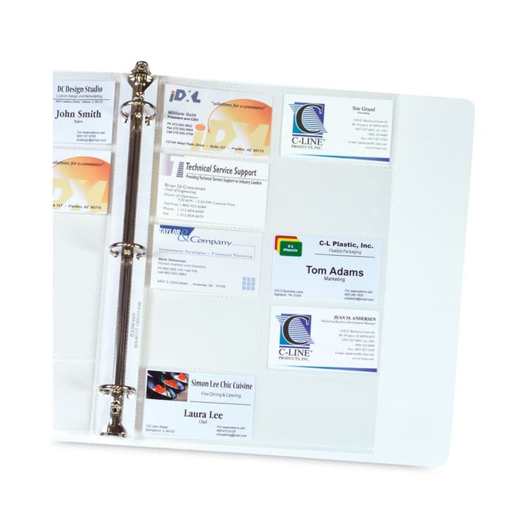 C-LINE PRODUCTS, Business Card Binder Pages, For 2 x 3.5 Cards, Clear, 20 Cards/Sheet, 10 Sheets/Pack (CLI61217) thumbnail 2