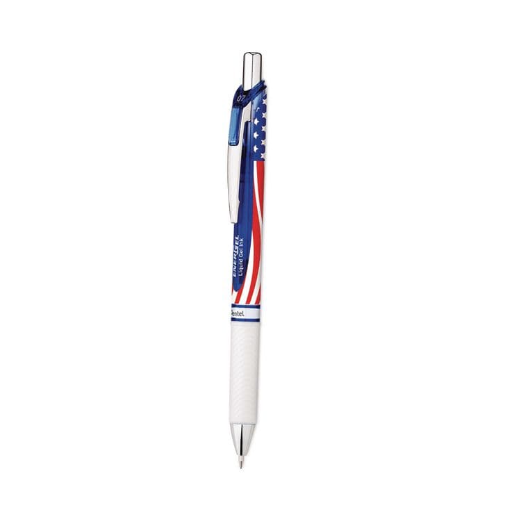 PENTEL OF AMERICA EnerGel RTX Stars and Stripes Gel Pen, Retractable, Medium 0.7 mm, Black Ink, Red/White/Blue Barrel, Dozen (PENBL77USAA) thumbnail 3