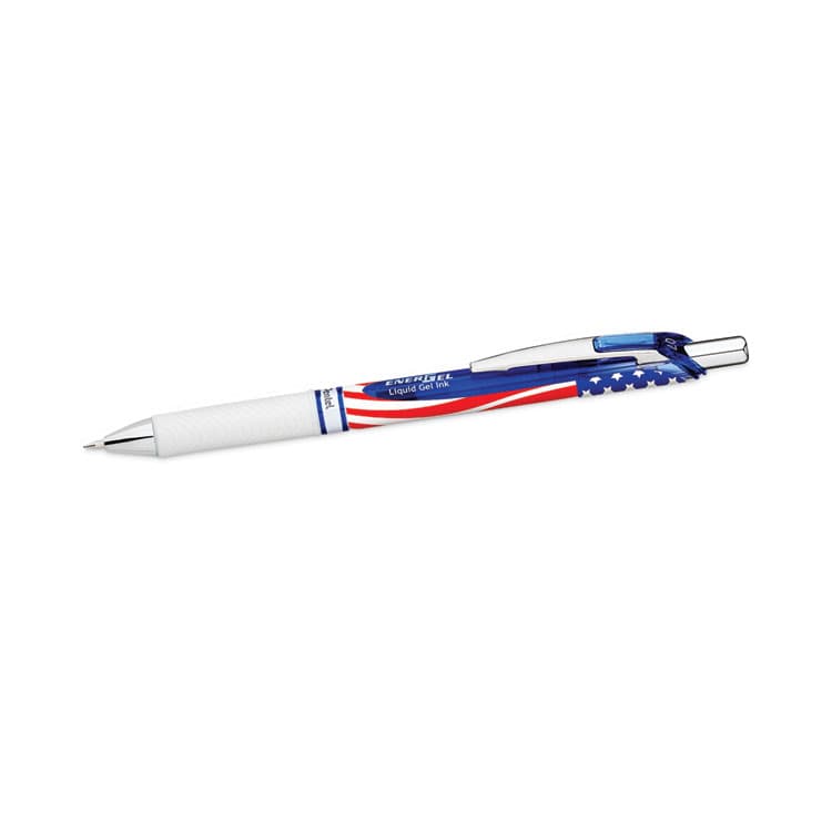 PENTEL OF AMERICA EnerGel RTX Stars and Stripes Gel Pen, Retractable, Medium 0.7 mm, Black Ink, Red/White/Blue Barrel, Dozen (PENBL77USAA) thumbnail 4