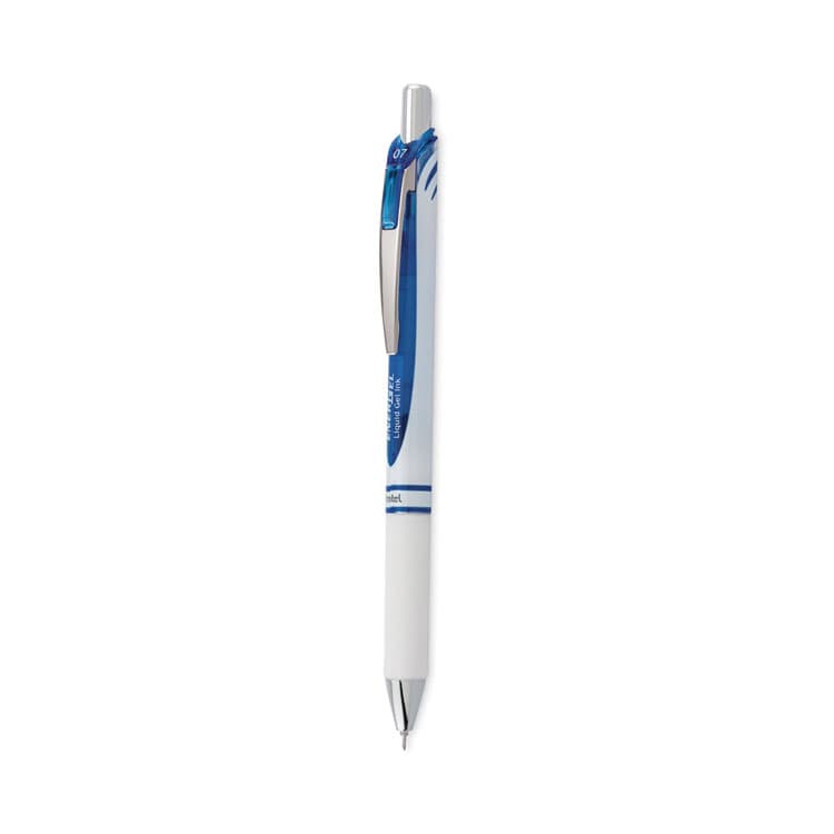 PENTEL OF AMERICA EnerGel Pearl Deluxe RTX Gel Pen, Retractable, Medium 0.7 mm, Blue Ink, Pearl White/Blue Barrel, Dozen (PENBLN77PWC)