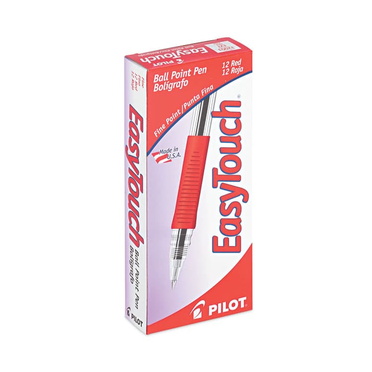 PILOT CORP. OF AMERICA EasyTouch Ballpoint Pen, Stick, Fine 0.7 mm, Red Ink, Clear/Red Barrel, Dozen (PIL32003) thumbnail 3