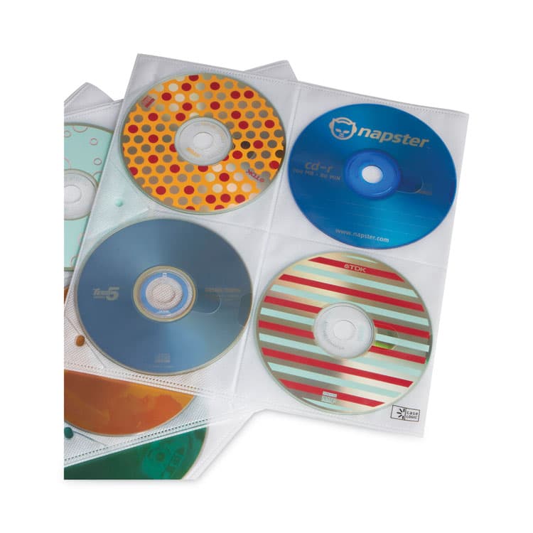 CASELOGIC Two-Sided CD Storage Sleeves for Ring Binder, 8 Disc Capacity, Clear, 25 Sleeves (CLG3200366) thumbnail 2