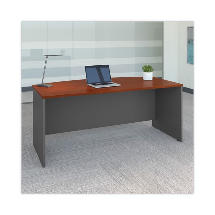 BUSH INDUSTRIES Series C Collection Bow Front Desk, 71.13" x 36.13" x 29.88", Hansen Cherry/Graphite Gray (BSHWC24446) thumbnail 2