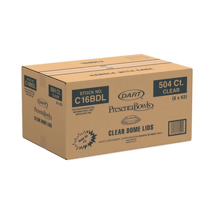 DART PresentaBowls Clear Dome Lids, 5.4" Diameter x 1.1" h, Plastic, 504/Carton (DCCC16BDL) thumbnail 3