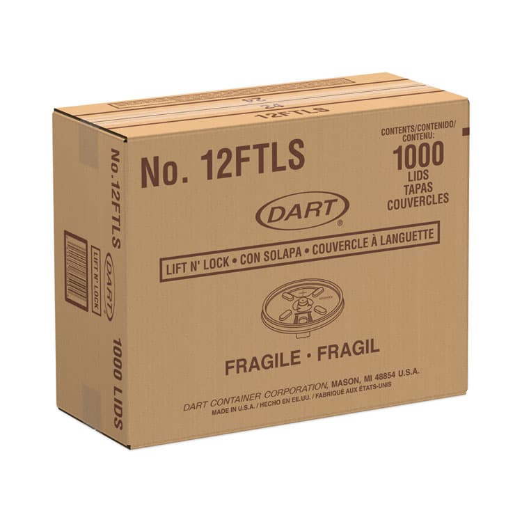 DART Lift n' Lock Plastic Hot Cup Lids, With Straw Slot, Fits 10 oz to 14 oz Hot Cups, Translucent, 100/Sleeve, 10 Sleeves/Carton (DCC12FTLS) thumbnail 3