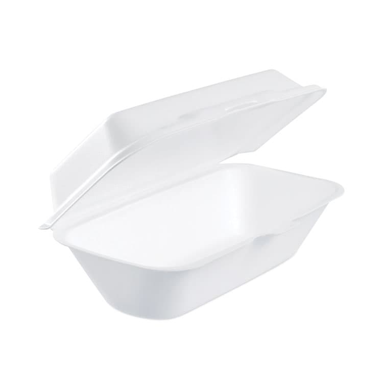 DART Foam Hinged Lid Container, Hoagie Container with Removable Lid, 5.3 x 9.8 x 3.3, White, 125/Bag, 4 Bags/Carton (DCC99HT1R) thumbnail 2