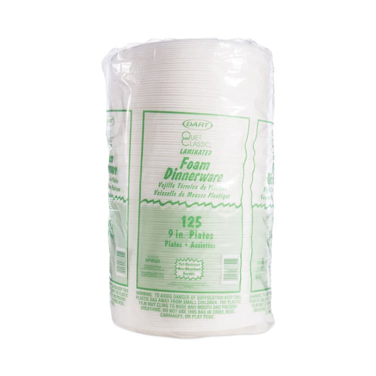 DART Quiet Classic Laminated Foam Dinnerware Plate, 9" dia, White, 125/Pack (DCC9PWQRPK) thumbnail 2