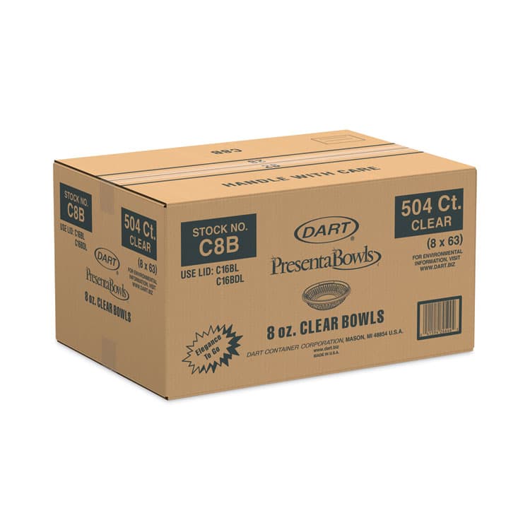 DART PresentaBowls Clear Bowls, 8 oz, Plastic, 63/Bag, 504/Carton (DCCC8B) thumbnail 3