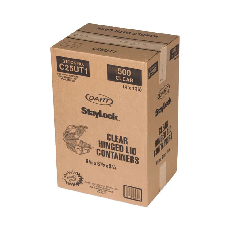 DART StayLock Clear Hinged Lid Containers, 6.5 x 6.1 x 3, Clear, Plastic, 125/Pack, 4 Packs/Carton (DCCC25UT1) thumbnail 3