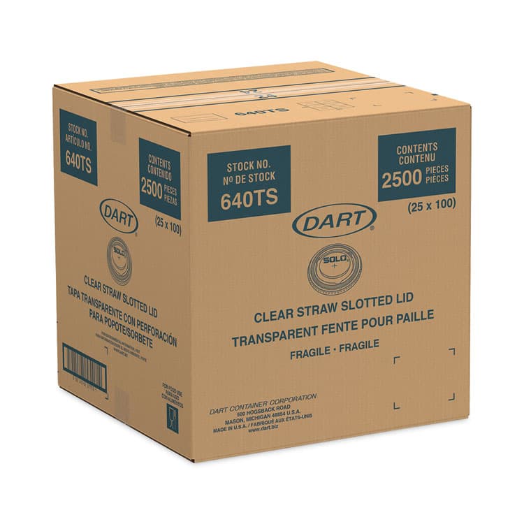 DART PETE Flat Straw-Slot Cold Cup Lids, Fits 12 oz Cold Cups, Plastic, Clear, 100/Pack, 25 Packs/Carton (DCC640TS) thumbnail 4