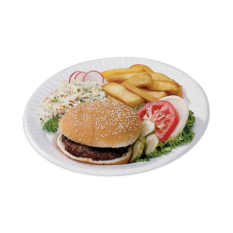 DART Quiet Classic Laminated Foam Dinnerware Plate, 9" dia, White, 125/Pack (DCC9PWQRPK) thumbnail 3