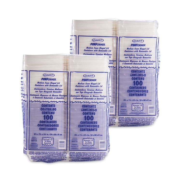 DART Foam Hinged Lid Containers, 8.38 x 7.78 x 3.25, White, 200/Carton (DCC85HT1R) thumbnail 4