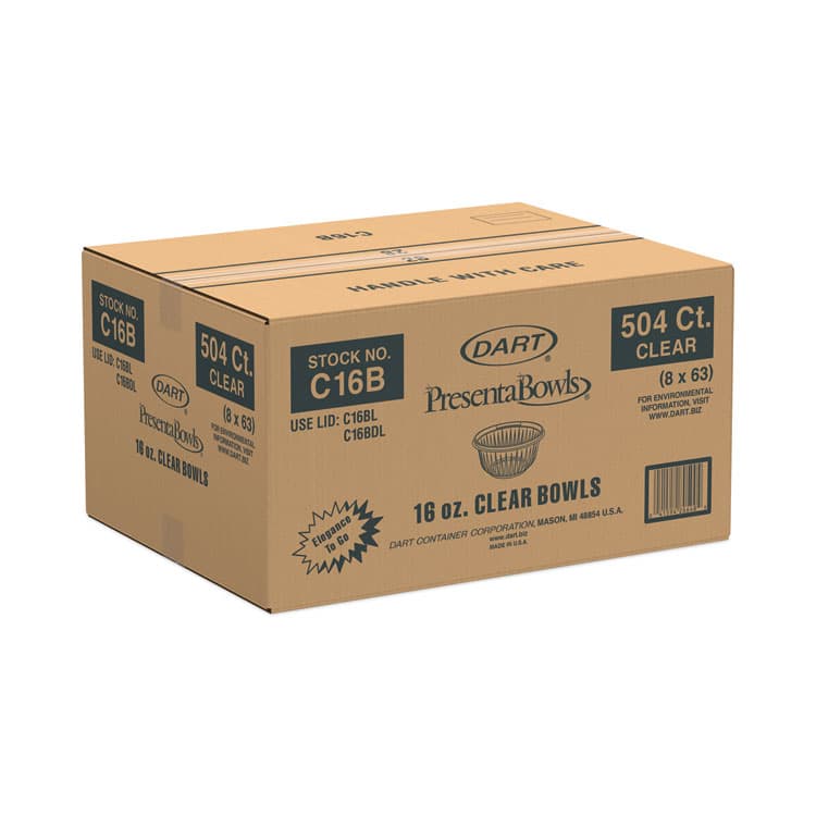 DART PresentaBowls Clear Bowls, 16 oz, Plastic, 63/Bag, 8 Bags/Carton, 504 Bowls/Carton (DCCC16B) thumbnail 3