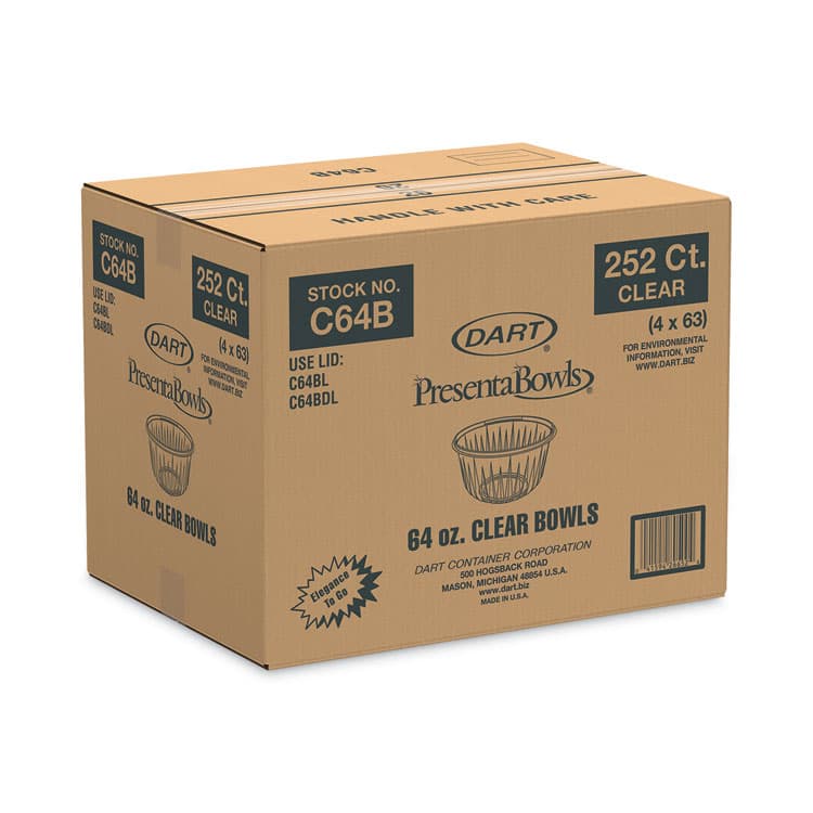 DART PresentaBowls Clear Bowls, 64 oz, Plastic, 63/Bag, 252/Carton (DCCC64B) thumbnail 3