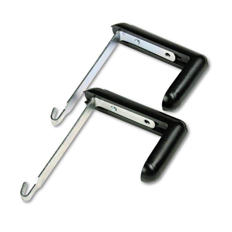 QUARTET MFG. Adjustable Cubicle Hangers, For 1.5" to 3" Thick Partition Walls, Aluminum/Black, 2/Set (QRT7502)