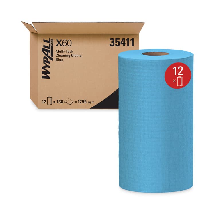 KIMBERLY CLARK General Clean X60 Cloths, Small Roll, 9.8 x 13.4, Blue, 130/Roll, 12 Rolls/Carton (KCC35411) thumbnail 2