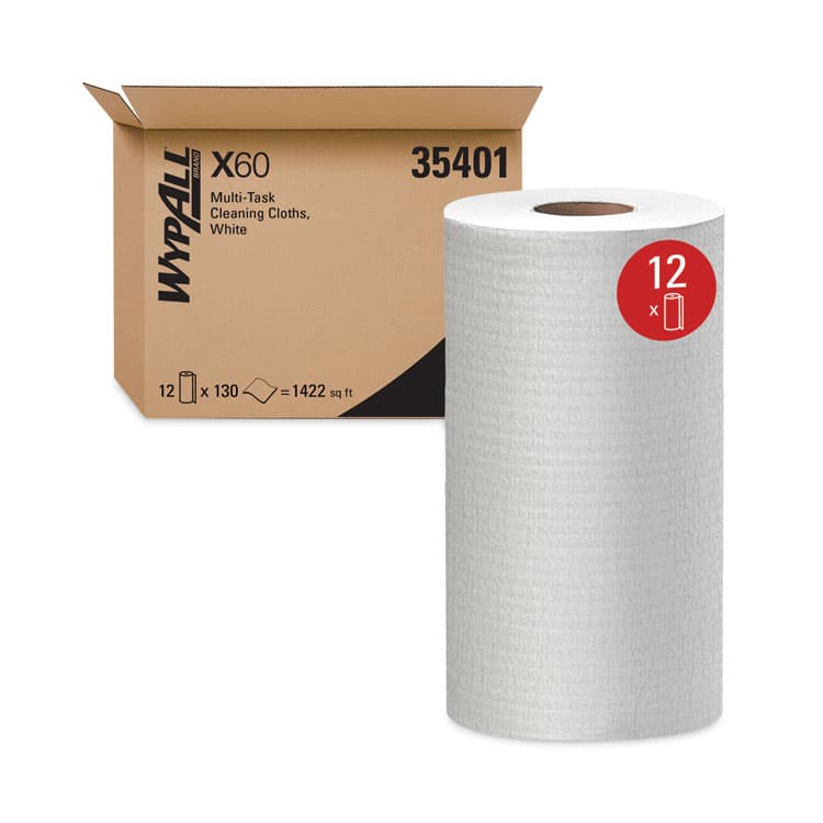 KIMBERLY CLARK General Clean X60 Cloths, Small Roll, 9.8 x 13.4, White, 130/Roll, 12 Rolls/Carton (KCC35401) thumbnail 2