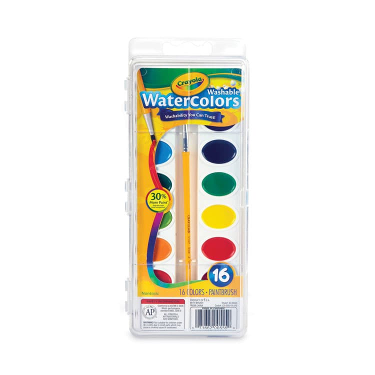 BINNEY & SMITH / CRAYOLA Washable Watercolors, 16 Assorted Colors, Palette Tray (CYO530555)