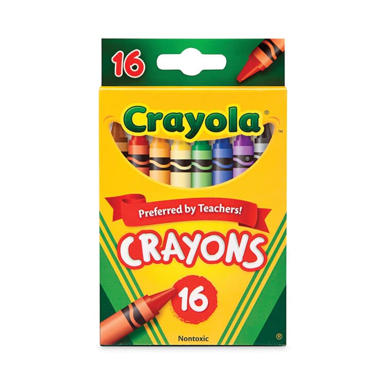 BINNEY & SMITH / CRAYOLA Classic Color Crayons, Peggable Retail Packaging, Regular Size, 0.31" x 3.63", 16 Assorted Colors, 16/Pack (CYO523016)