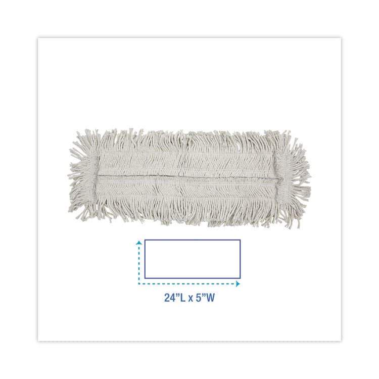BOARDWALK Disposable Cut End Dust Mop Head, Cotton/Synthetic, 24 x 5, White (BWK1624) thumbnail 2